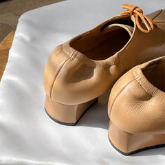 Retro-Schnürschuhe mit quadratischer Zehenpartie, weiche Oxford-Schuhe