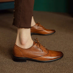 Round Toe Soft Oxford Shoes Lace Up Derby Shoes