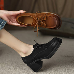 High Heel Oxfords & Schnürschuhe Blockabsatz Normale Passform Braun/Schwarz