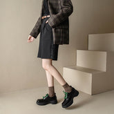 Square Toe Lace Up Chunky Derby Shoes