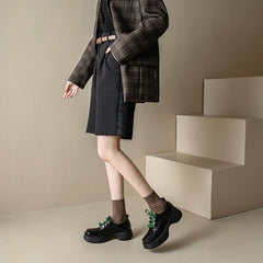 Square Toe Lace Up Chunky Derby Shoes