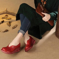 Handgemachte Plateauschuhe Fashion Slip On Loafers Rot/Apricot