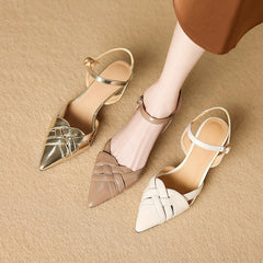 Point Toe Genuine Slingback Stiletto Sandals