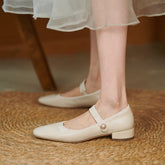 Handgemachte echte Retro Square Toe Heels Mary Jane Pumps Schuhe Block Heels Büro Schuhe Rot/Beige/Schwarz neu/Schwarz