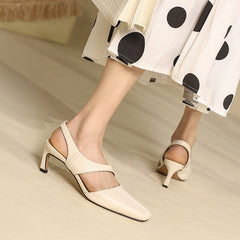 Echte 60mm Slingback Stiletto Pumps mit quadratischer Zehenpartie