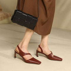 Echte 60mm Slingback Stiletto Pumps mit quadratischer Zehenpartie