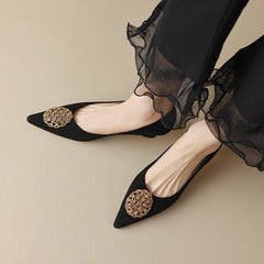 Suede Point Toe Kitty Heel Slip-On Pumps Office Shoes