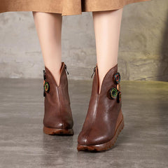 Retro Nubuck Bootss Platform Boots Black/Coffee