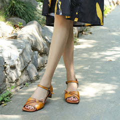 Sommersandalen Quadratische Peep-Toe-Sandalen Schnallenriemen Damen Gladiator-Sandalen