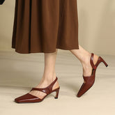 Echte 60mm Slingback Stiletto Pumps mit quadratischer Zehenpartie