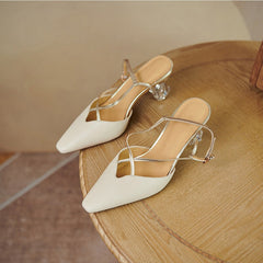 Point Toe Sheepskin Slingback Sandals