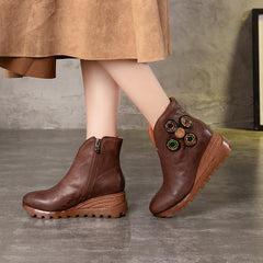 Retro Nubuck Bootss Platform Boots Black/Coffee