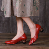 Chunky Heel Pointed Shoes