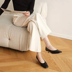 Zapatos de tacón alto de piel de oveja hechos a mano