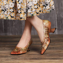 Retro Style Square-Toe Pumps Block Heels Fog Green/Fog Blue