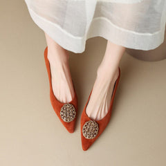 Suede Point Toe Kitty Heel Slip-On Pumps Office Shoes