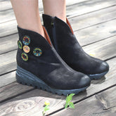 Retro Nubuck Bootss Platform Boots Black/Coffee