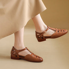 Sandalias de gladiador con tiras en T suaves hechas a mano