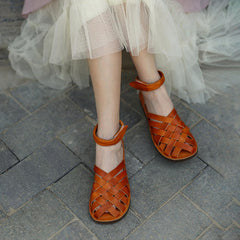 Handmade Gladiator Sandals Flat Flip Flops Knitting Sandals Camel/Coffee