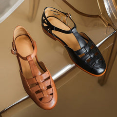 Sandalias de gladiador con tiras en T suaves hechas a mano