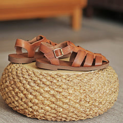 Fisherman Shoes Genuine Gladiator Sandals Flat Slingback Side Buckle
