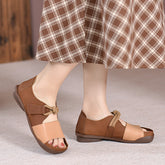Designer Summer Shoes Genuine Gladiator Sandals Soft Knit Retro Chunky Velcro Shoes CoffeeNew/Brown