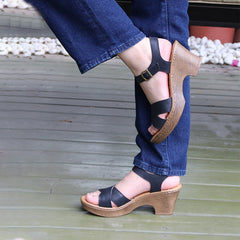 Handgemachte Sandalen mit X-Riemen und offenen Zehen, Clog-Sandalen