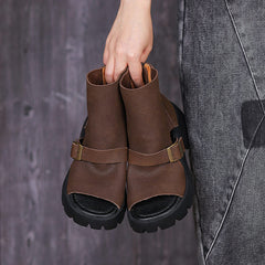 Retro Soft Chunky Sandals Platform Summer Boots Coffee/Brown/Khaki