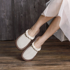 Comfy Mary Jane Sandals Cut Out Flats Off white/Brown/Coffee