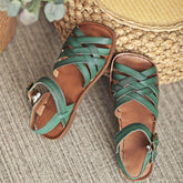 Woven Gladiator Sandals Flat Ankle Strap