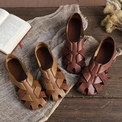 Sandalias tejidas Sandalias huecas retro Sandalias gladiadoras Caqui/Marrón