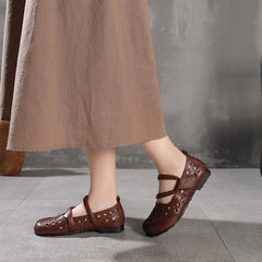 Bequeme echte Flats Loafers Slip On Walking Flats Kaffee/Grün