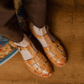 Designer Fisherman Shoes Genuine Gladiator Sandals Soft Knit Retro Chunky Buckle Shoes