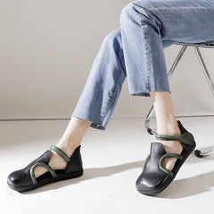 Handgefertigte Sandalen aus echtem Leder mit quadratischer Zehenpartie