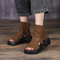 Retro Soft Chunky Sandals Platform Summer Boots Coffee/Brown/Khaki
