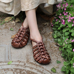 Sandalias de gladiador tejidas a mano de estilo retro