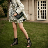 Strappy Sandals Boots Open Toe Back Zipper Flat Gladiator Sandals