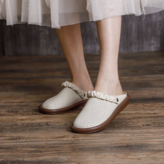 Comfy Mary Jane Sandals Cut Out Flats Off white/Brown/Coffee