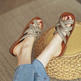 Woven Gladiator Slide Sandals Flat Slippers