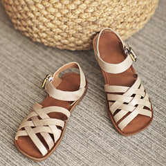 Woven Gladiator Sandals Flat Ankle Strap