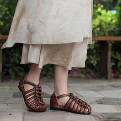 Sandalias de gladiador tejidas a mano de estilo retro