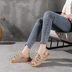 Strappy Sandals Peep Toe Retro