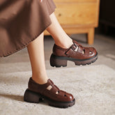 Handgefertigte gewebte Gladiator-Sandalen mit Plateau-Riemchensandalen