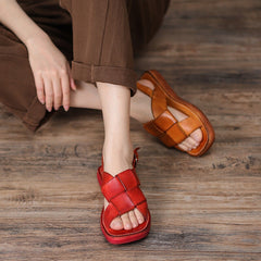 Retro Braided Vegetable Tanned Gladiator Sandals