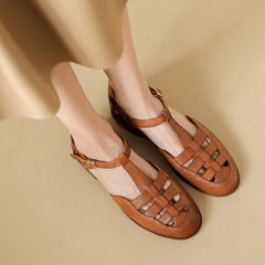 Sandalias de gladiador con tiras en T suaves hechas a mano