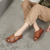 Retro Sandals Soft Lace Up Open Toe Side-stitching Handmade