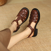 Designer Fisherman Shoes Genuine Gladiator Sandals Soft Knit Retro Chunky Velcro Shoes Brown