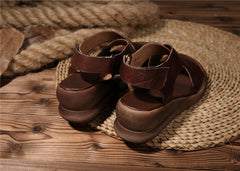 Handgefertigte Retro Magic Stick Plateausandalen mit offener Spitze