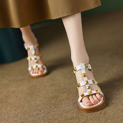 Sheepskin Rivet 67mm Block Heel Gladiator Sandals