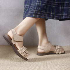 Sandalias hechas a mano Zapatos planos de punta abierta